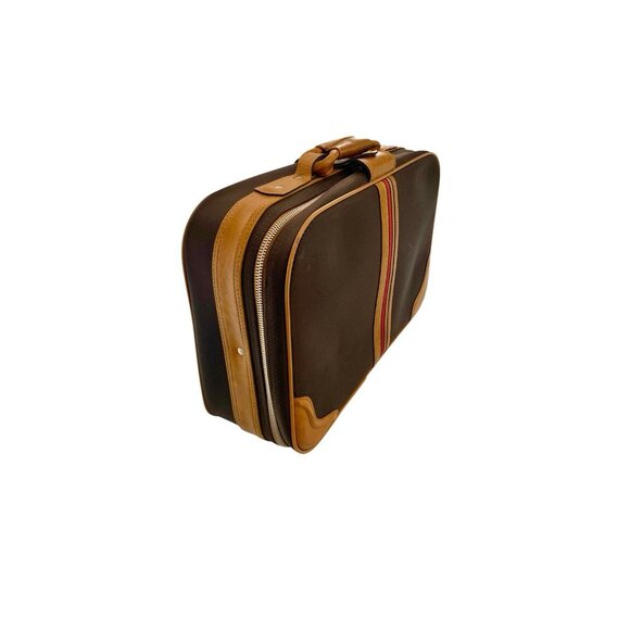 Luggage Retro Style Bravo Brand Travel Bag with Stripes and Leather Accents
